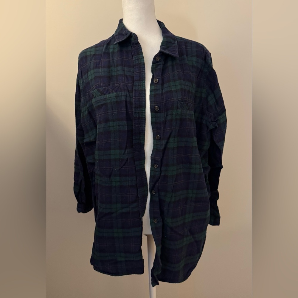 BDG Navy and Green Plaid Shirt